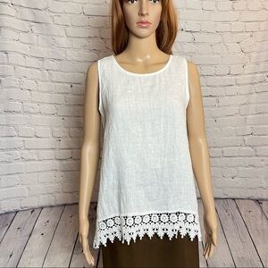 NWT New Terzo Millennio White Linen Eyelet Peplum Top Made in Italy Size S